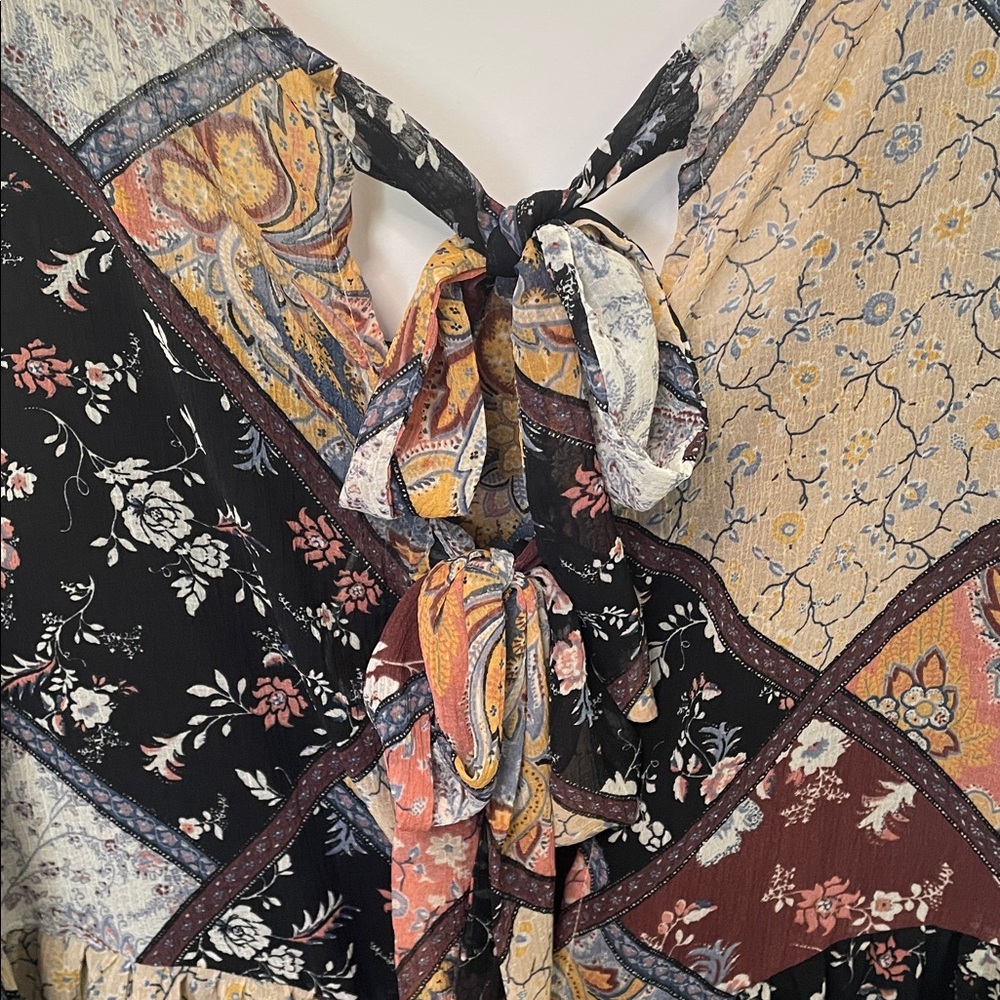 American Eagle Patchwork Tie Back Blouse Large - image 4